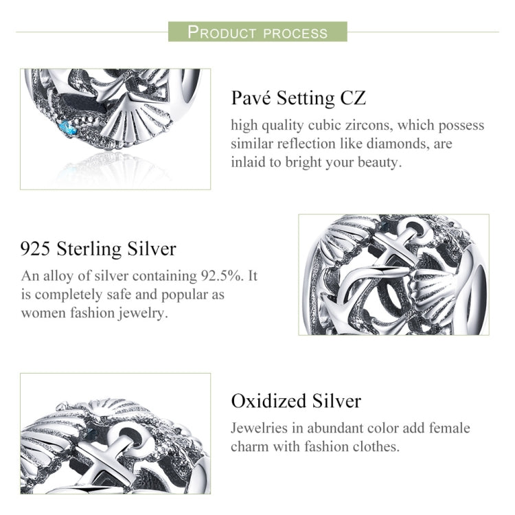 Accessori per perline per collana fai da te con perline vuote in argento sterling S925 da spiaggia