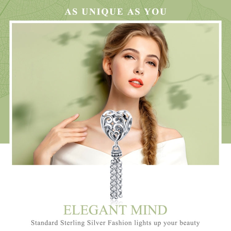 Perline d'argento a forma di cuore d'amore in argento sterling S925, SCC722
