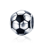 Perline sfuse con pendente placcato platino in argento sterling S925 Football Love, SCC666