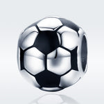 Perline sfuse con pendente placcato platino in argento sterling S925 Football Love, SCC666