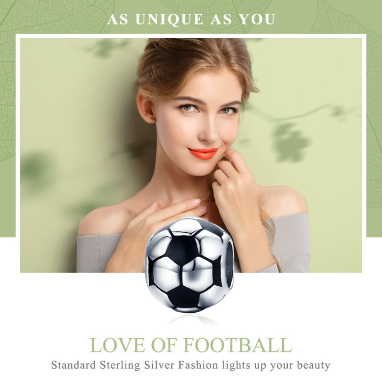 Perline sfuse con pendente placcato platino in argento sterling S925 Football Love, SCC666