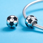 Perline sfuse con pendente placcato platino in argento sterling S925 Football Love, SCC666