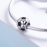 Perline sfuse con pendente placcato platino in argento sterling S925 Football Love, SCC666