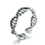 Anello in argento sterling S925 Anello aperto vintage Anello a forma di DNA, SCR643