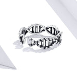 Anello in argento sterling S925 Anello aperto vintage Anello a forma di DNA, SCR643