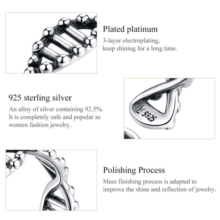 Anello in argento sterling S925 Anello aperto vintage Anello a forma di DNA, SCR643