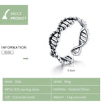 Anello in argento sterling S925 Anello aperto vintage Anello a forma di DNA, SCR643