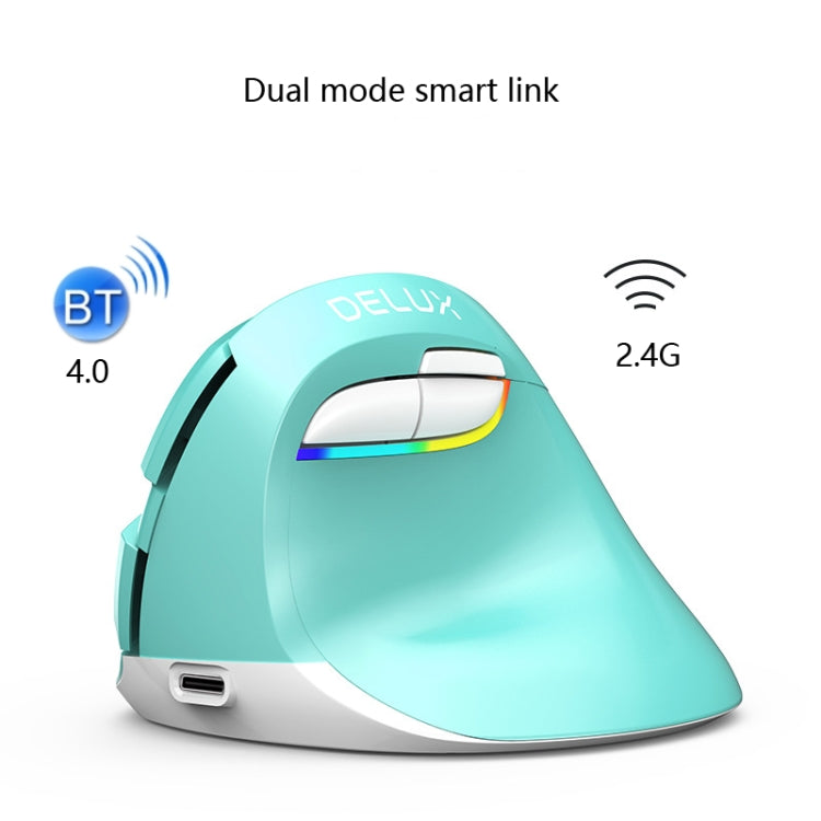 DELUX M618Mini Mouse verticale luminoso wireless colorato Mouse verticale ricaricabile Bluetooth, Cherry pink, Pearl blue, Mint Green, Elegant black, Classic black, Color white