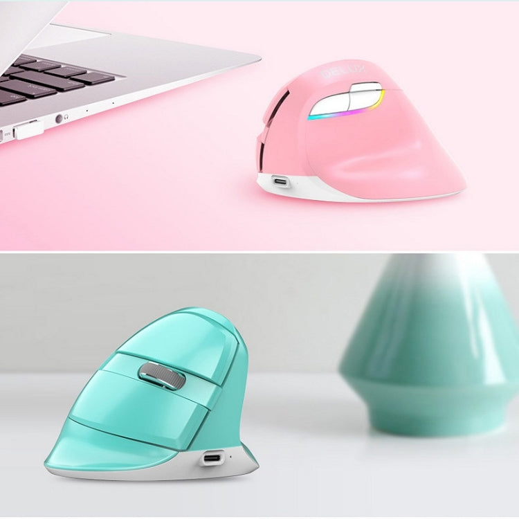 DELUX M618Mini Mouse verticale luminoso wireless colorato Mouse verticale ricaricabile Bluetooth, Cherry pink, Pearl blue, Mint Green, Elegant black, Classic black, Color white