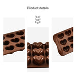 8 stampi in silicone a forma di amore con 15 griglie per torta al cioccolato, vassoio per ghiaccio, Love Shape(Brown)