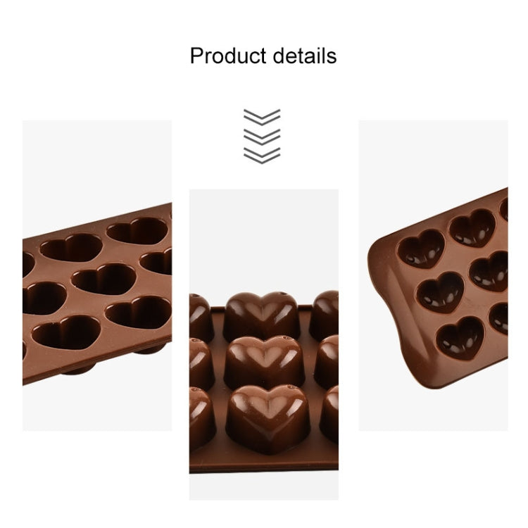 8 stampi in silicone a forma di amore con 15 griglie per torta al cioccolato, vassoio per ghiaccio, Love Shape(Brown)