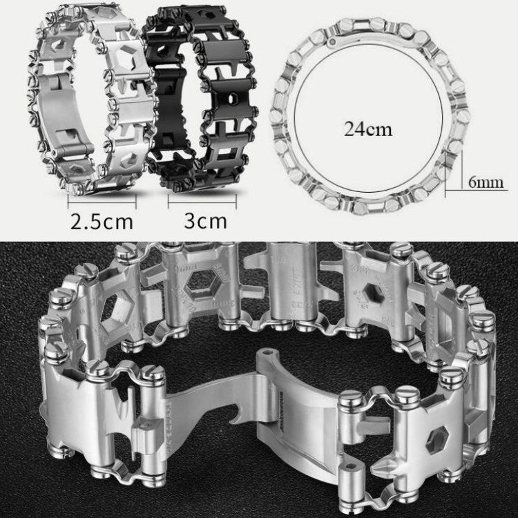 Bracciale multifunzionale per strumenti di sopravvivenza all'aperto in acciaio inossidabile per uomo