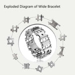 Bracciale multifunzionale per strumenti di sopravvivenza all'aperto in acciaio inossidabile per uomo