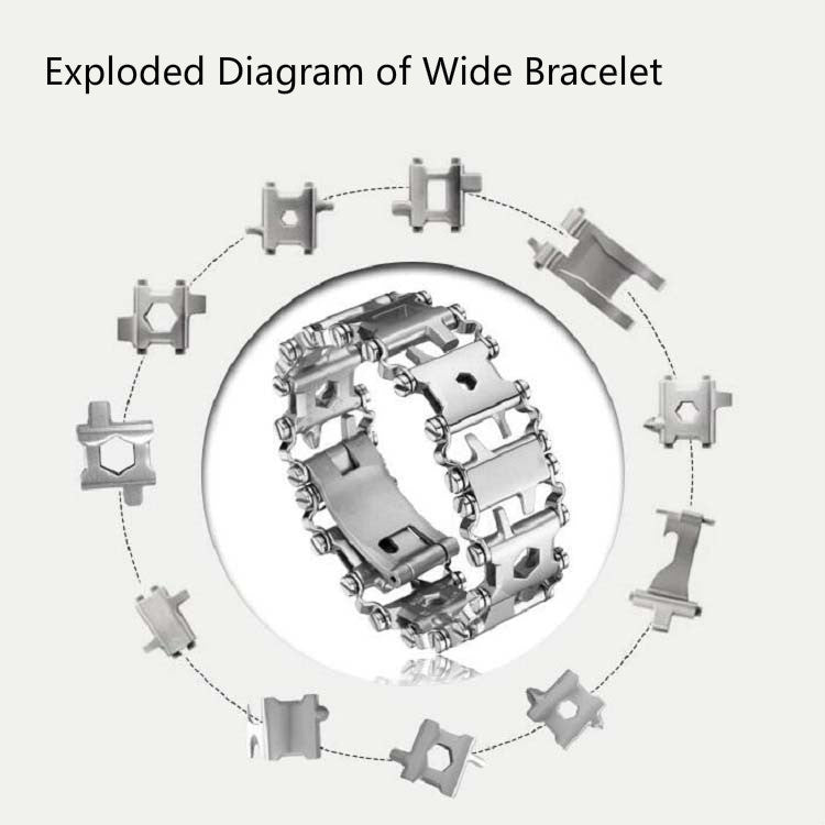 Bracciale multifunzionale per strumenti di sopravvivenza all'aperto in acciaio inossidabile per uomo