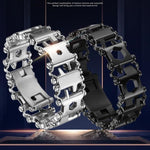 Bracciale multifunzionale per strumenti di sopravvivenza all'aperto in acciaio inossidabile per uomo