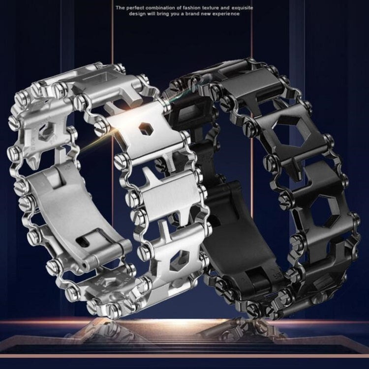 Bracciale multifunzionale per strumenti di sopravvivenza all'aperto in acciaio inossidabile per uomo