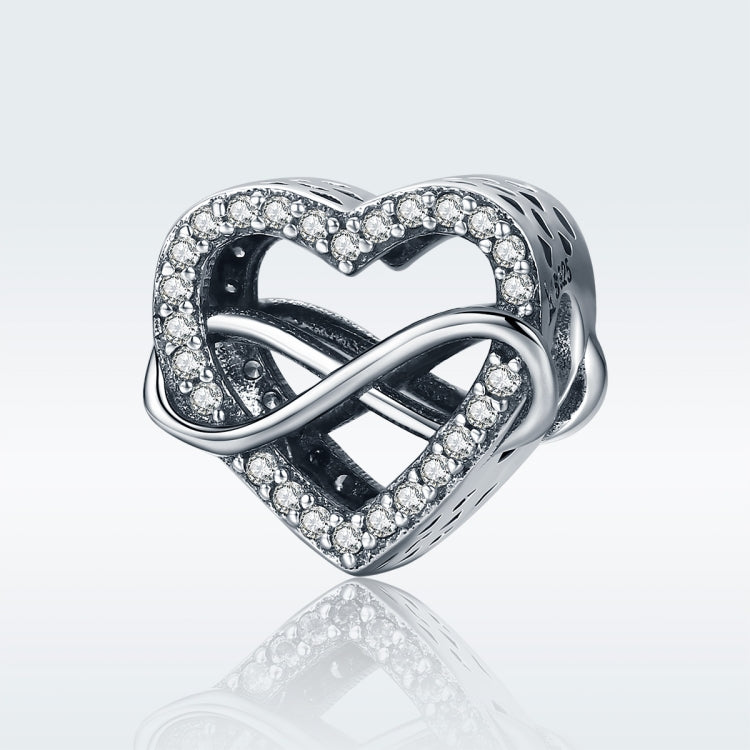 Accessori per bracciale fai da te con perline cave di diamanti a forma di cuore in argento sterling S925, SCC432