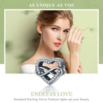 Accessori per bracciale fai da te con perline cave di diamanti a forma di cuore in argento sterling S925, SCC432