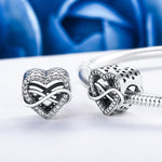 Accessori per bracciale fai da te con perline cave di diamanti a forma di cuore in argento sterling S925, SCC432
