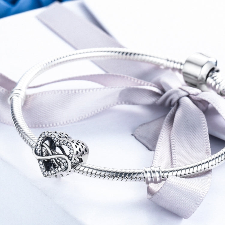 Accessori per bracciale fai da te con perline cave di diamanti a forma di cuore in argento sterling S925, SCC432