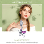 Accessori per bracciali fai-da-te con ciondolo a forma di scopa magica in argento sterling S925 che gocciola olio, SCC914