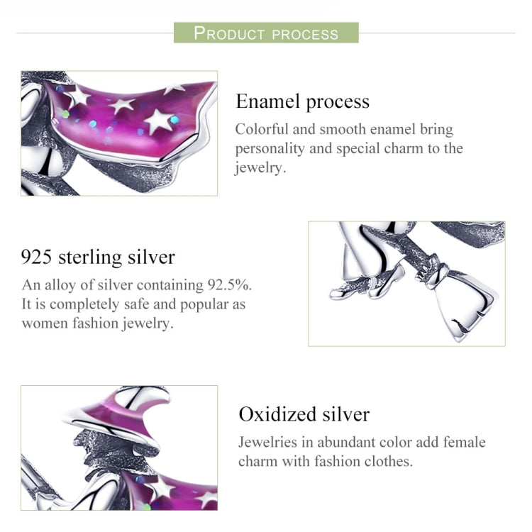 Accessori per bracciali fai-da-te con ciondolo a forma di scopa magica in argento sterling S925 che gocciola olio, SCC914