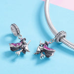 Accessori per bracciali fai-da-te con ciondolo a forma di scopa magica in argento sterling S925 che gocciola olio, SCC914