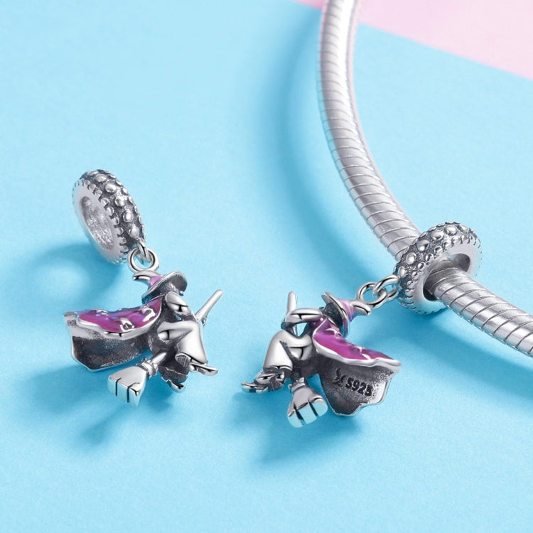 Accessori per bracciali fai-da-te con ciondolo a forma di scopa magica in argento sterling S925 che gocciola olio, SCC914