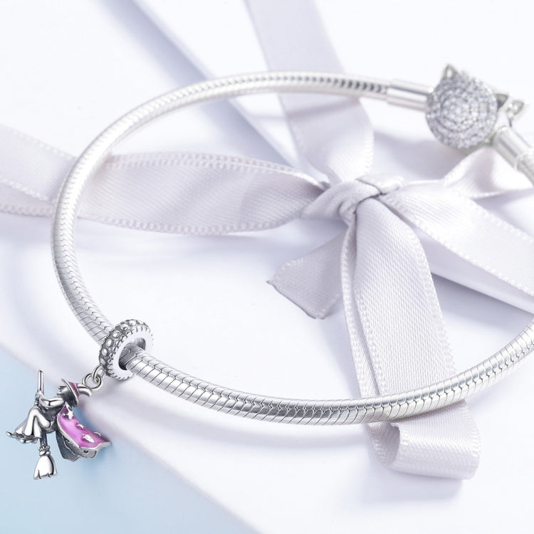 Accessori per bracciali fai-da-te con ciondolo a forma di scopa magica in argento sterling S925 che gocciola olio, SCC914