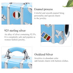 Perline sciolte per bracciale fai da te in argento sterling S925. Perline blu per custodia da viaggio