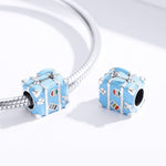 Perline sciolte per bracciale fai da te in argento sterling S925. Perline blu per custodia da viaggio