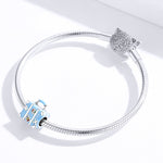 Perline sciolte per bracciale fai da te in argento sterling S925. Perline blu per custodia da viaggio