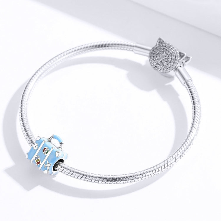 Perline sciolte per bracciale fai da te in argento sterling S925. Perline blu per custodia da viaggio