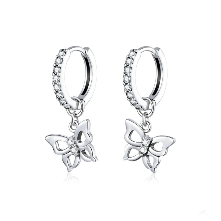 Orecchini in argento sterling S925 con farfalla Orecchini con zirconi cavi, SCE833