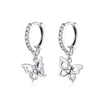 Orecchini in argento sterling S925 con farfalla Orecchini con zirconi cavi, SCE833