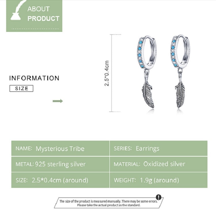 Orecchini con piume in argento sterling S925, SCE898