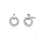 Orecchini a cerchio piccolo in argento sterling S925 Orecchini in argento con zirconi placcati in platino, SCE767