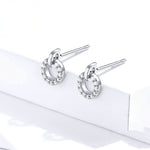 Orecchini a cerchio piccolo in argento sterling S925 Orecchini in argento con zirconi placcati in platino, SCE767
