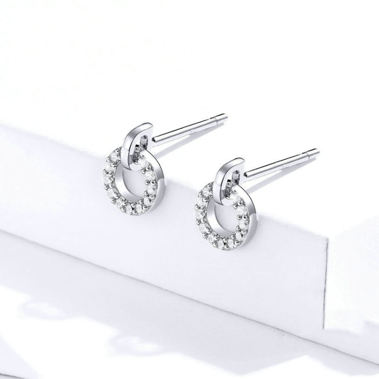 Orecchini a cerchio piccolo in argento sterling S925 Orecchini in argento con zirconi placcati in platino, SCE767