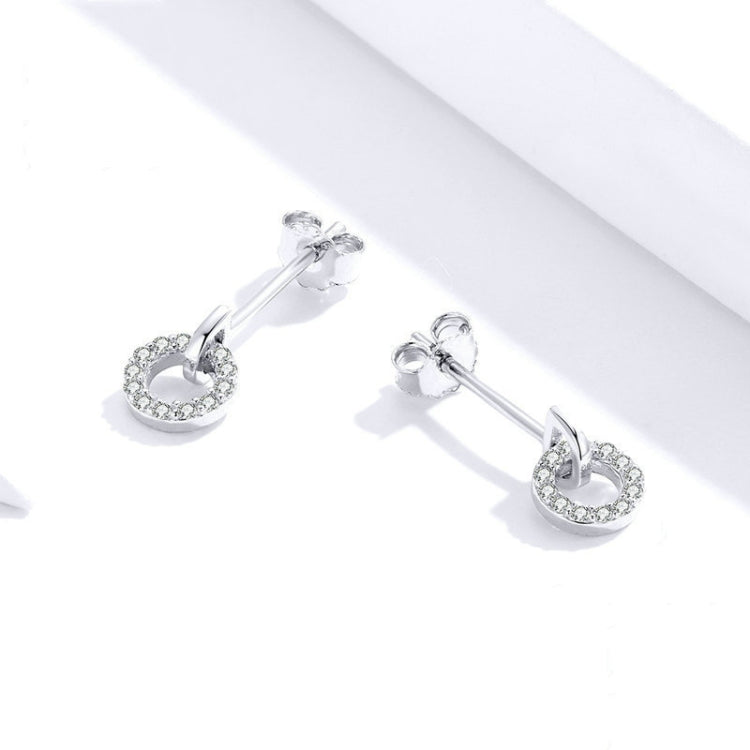 Orecchini a cerchio piccolo in argento sterling S925 Orecchini in argento con zirconi placcati in platino, SCE767