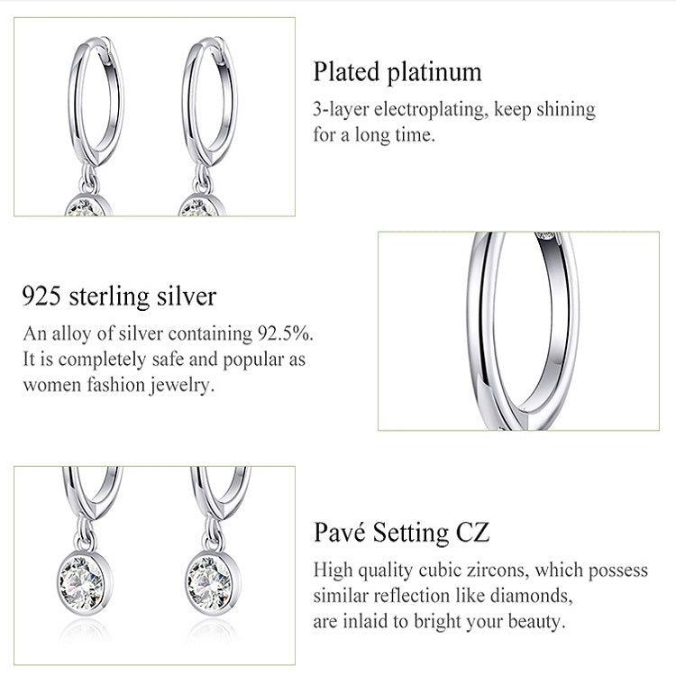 Orecchini in argento sterling S925 placcati in platino Orecchini con zirconi temperamento, SCE830