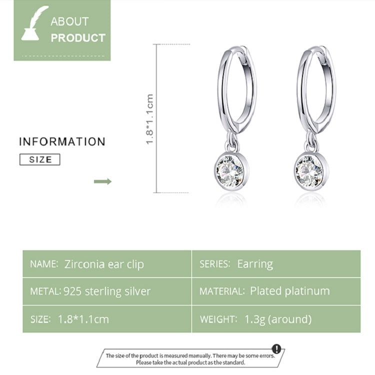 Orecchini in argento sterling S925 placcati in platino Orecchini con zirconi temperamento, SCE830