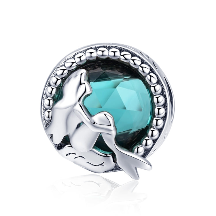 Accessori per bracciale fai da te con perline verdi con sirena in argento sterling S925, SCC894