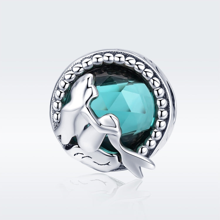 Accessori per bracciale fai da te con perline verdi con sirena in argento sterling S925, SCC894