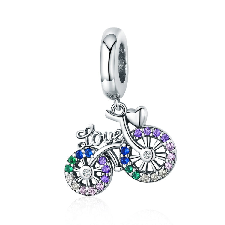 Accessori per ciondoli per bracciale fai da te con perline di zirconi intarsiati di colore in argento sterling S925 per bicicletta, Pendant, Pendant + Bare Chain