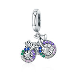 Accessori per ciondoli per bracciale fai da te con perline di zirconi intarsiati di colore in argento sterling S925 per bicicletta, Pendant, Pendant + Bare Chain