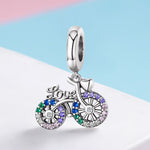 Accessori per ciondoli per bracciale fai da te con perline di zirconi intarsiati di colore in argento sterling S925 per bicicletta, Pendant, Pendant + Bare Chain