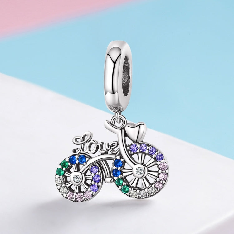 Accessori per ciondoli per bracciale fai da te con perline di zirconi intarsiati di colore in argento sterling S925 per bicicletta, Pendant, Pendant + Bare Chain
