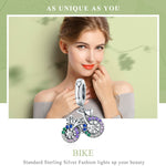 Accessori per ciondoli per bracciale fai da te con perline di zirconi intarsiati di colore in argento sterling S925 per bicicletta, Pendant, Pendant + Bare Chain
