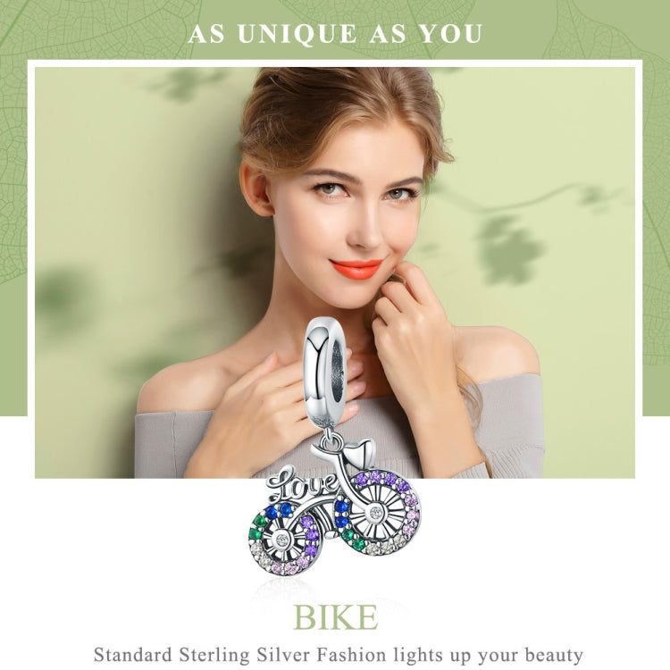 Accessori per ciondoli per bracciale fai da te con perline di zirconi intarsiati di colore in argento sterling S925 per bicicletta, Pendant, Pendant + Bare Chain